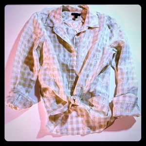 JCrew Metallic Plaid Blouse